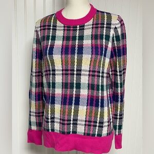Charter Club Pink Holiday Plaid Sweater Womens Medium